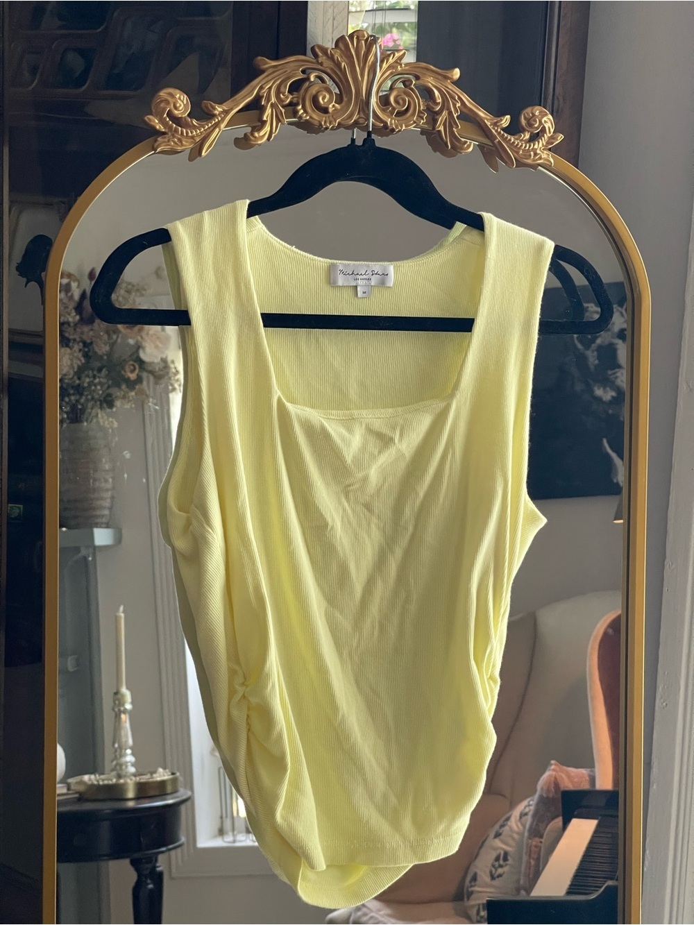 MICHAEL STARS Yellow Maribel Square Neck Tank